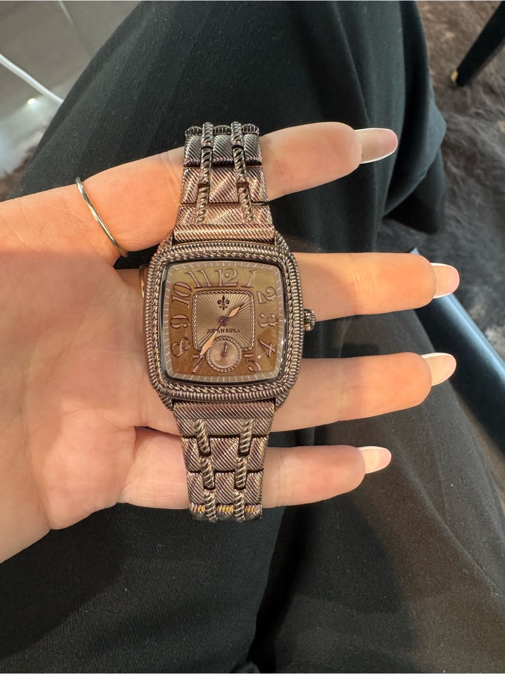 New Judith Ripka Brown Stainless Steel Cushion Bracelet Watch